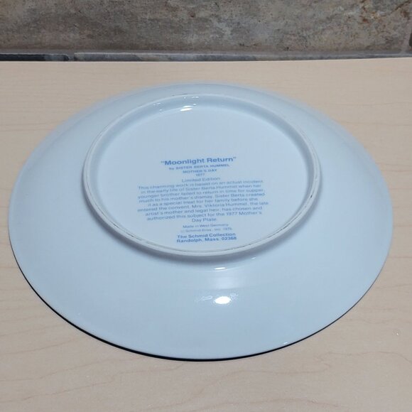 Schmid Hummel Mothers Day 1977 Moonlight Return Decorative Wall Hanging Plate - Picture 4 of 11